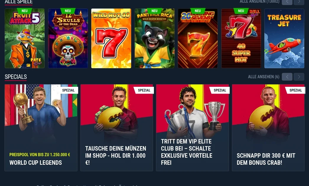 Rabona Casino und Sport Bereiche