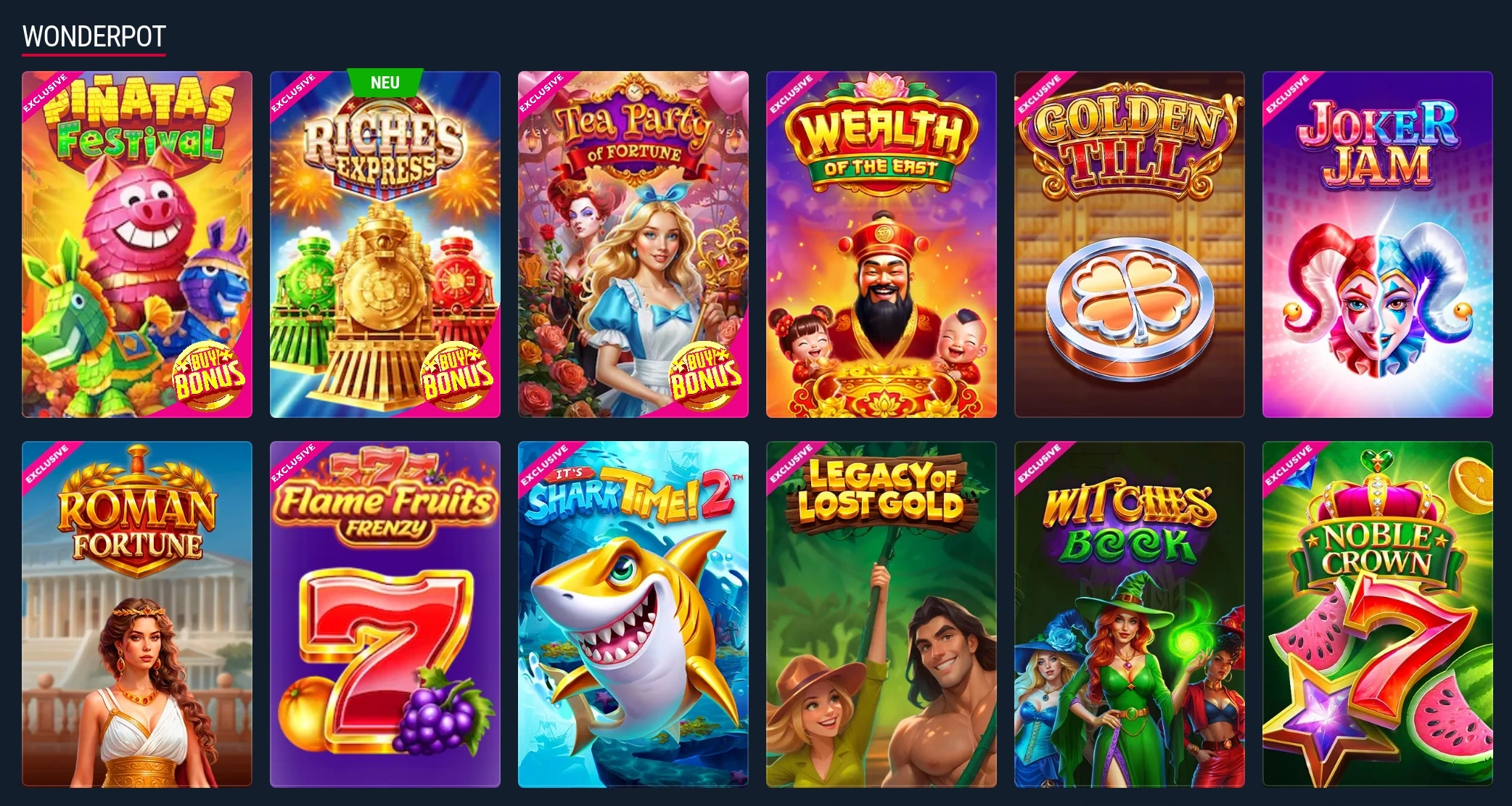 Rabona Jackpots, Books und Megaways Slot-Kategorien