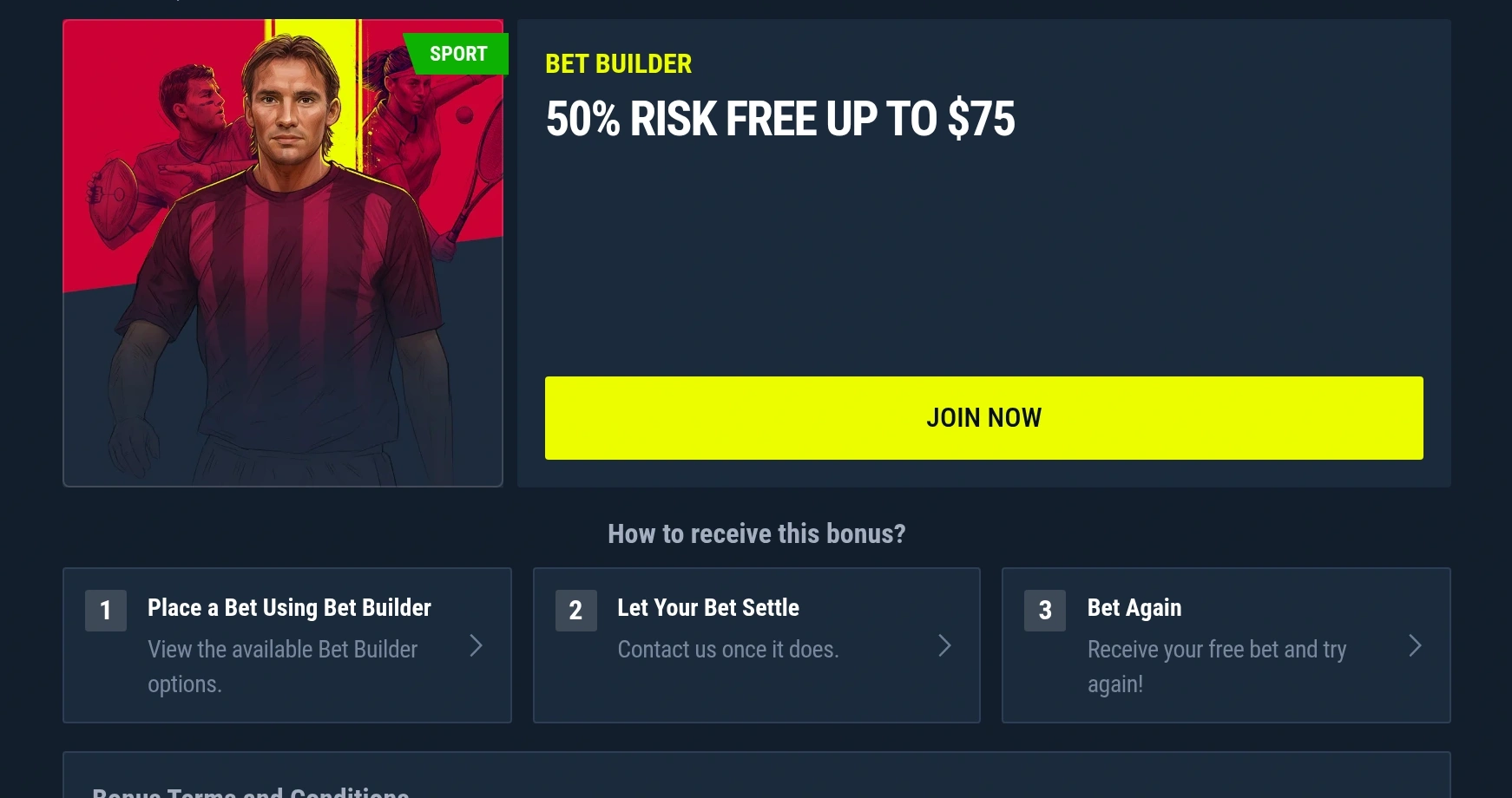 Rabona Bet Builder interface with multiple market selections