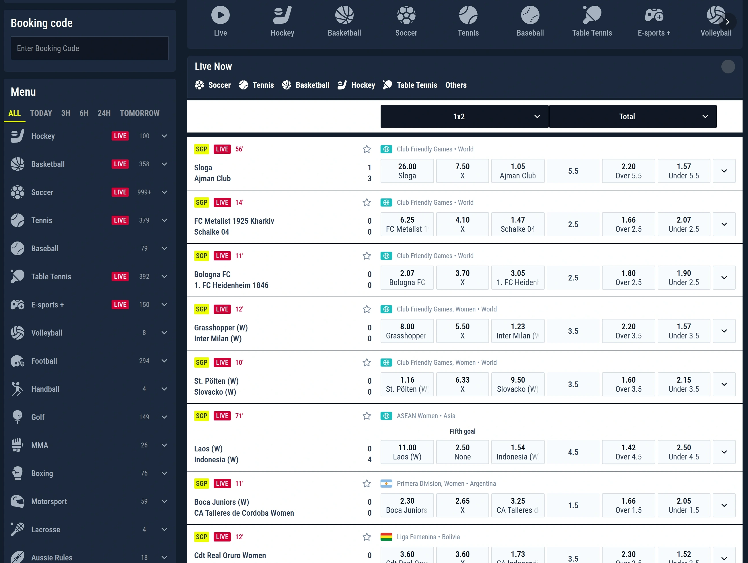 Rabona Sportsbook statistics and match list interface