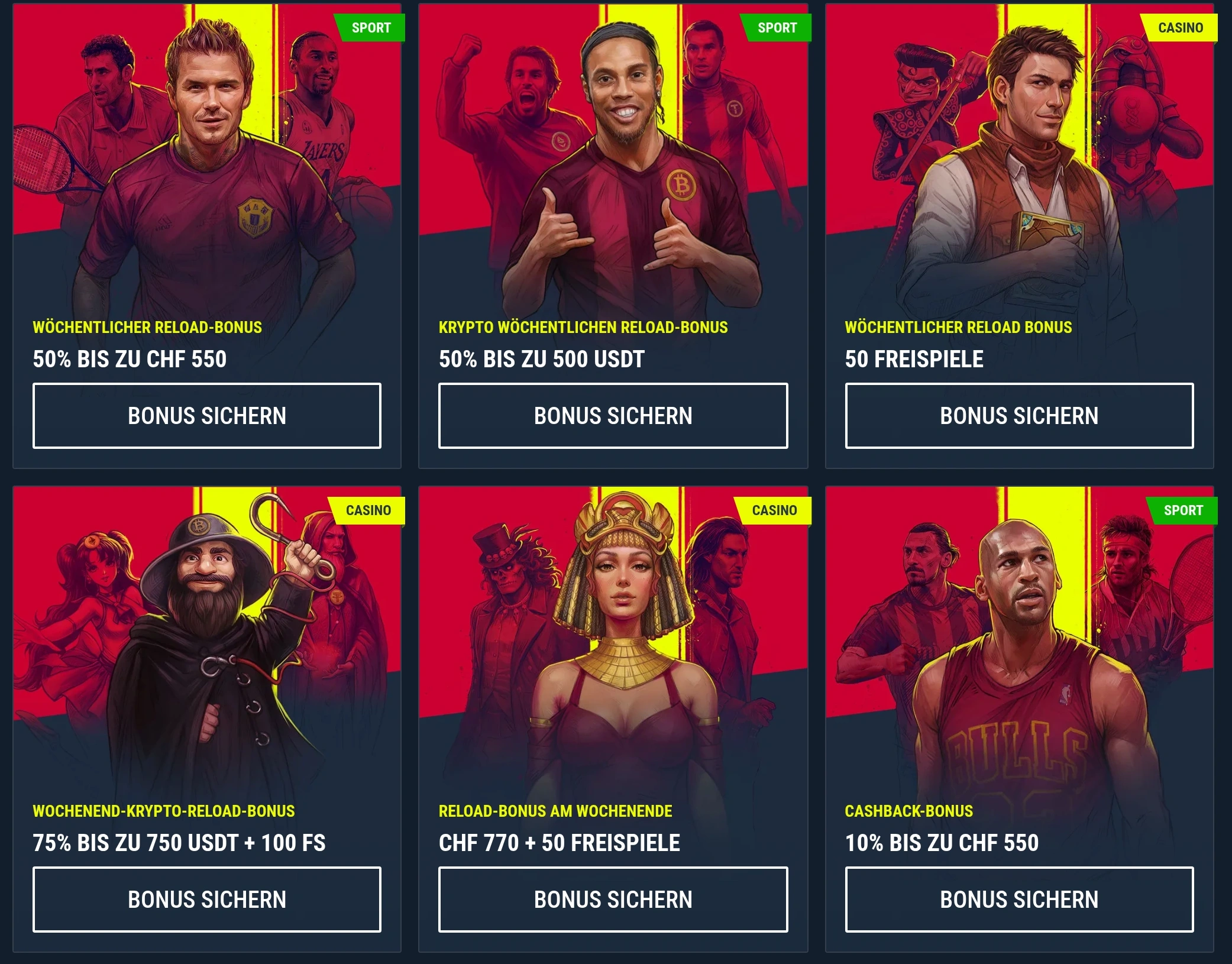 Rabona Casino Cashback, Reload und VIP Aktionen