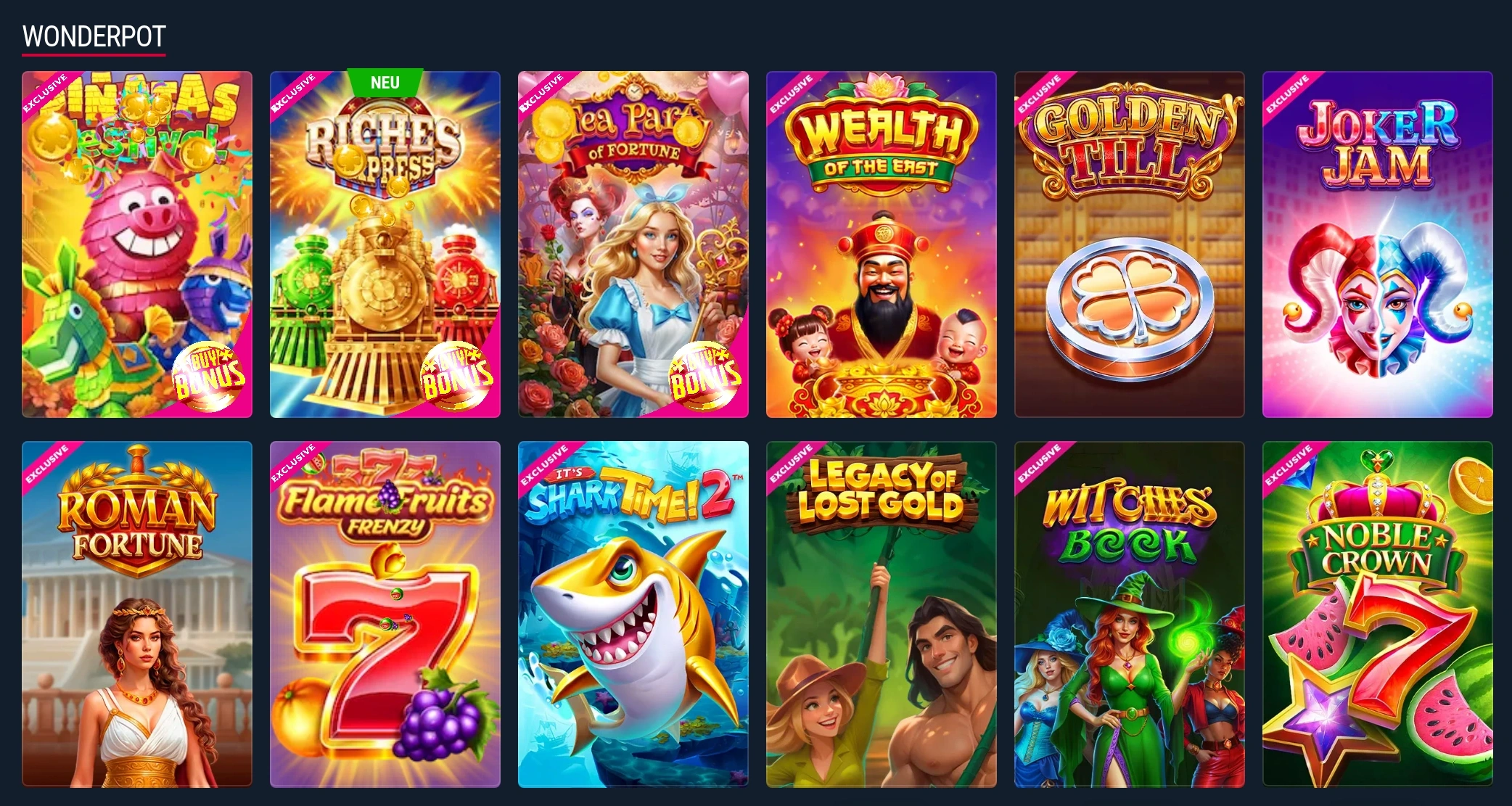 Rabona Jackpots, Books und Megaways Slot-Kategorien