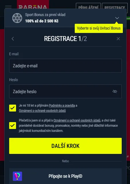 Přihlášení a používání účtu Rabona na telefonu