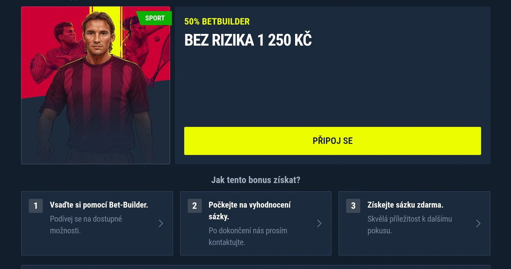 Bet Builder rozhraní Rabona s více výběry ze stejné události