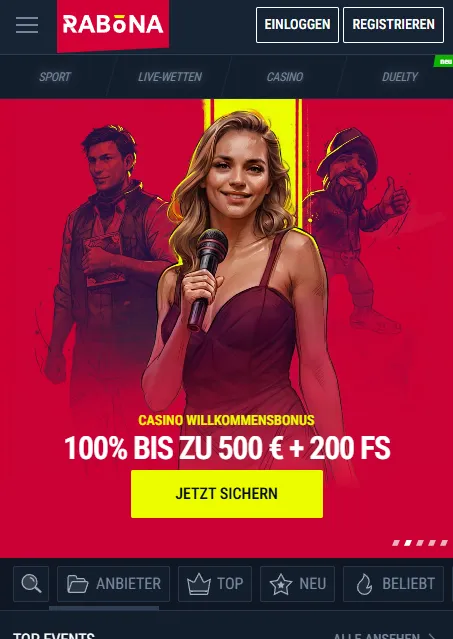 Rabona Casino-Slot auf einem Smartphone-Bildschirm