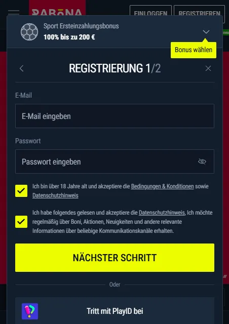 Rabona App Nutzererfahrungen auf einem Smartphone