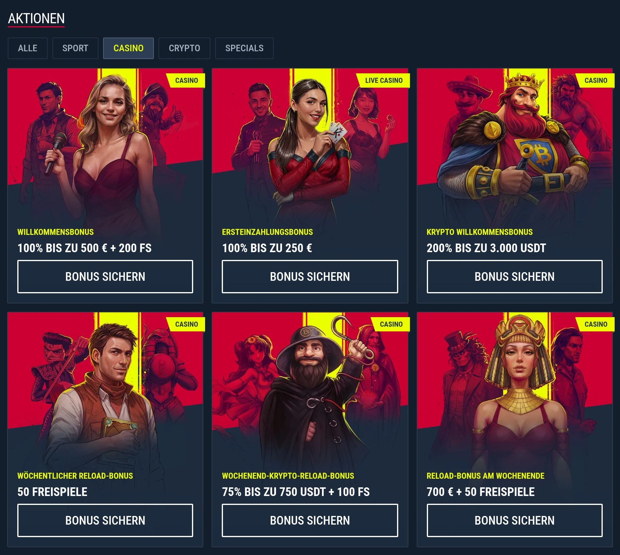 Rabona Casino Bonusbanner und Cashback-Angebote