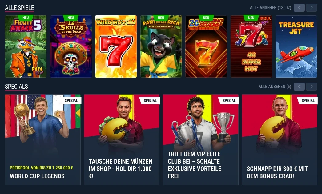 Rabona Casino und Sport Bereiche