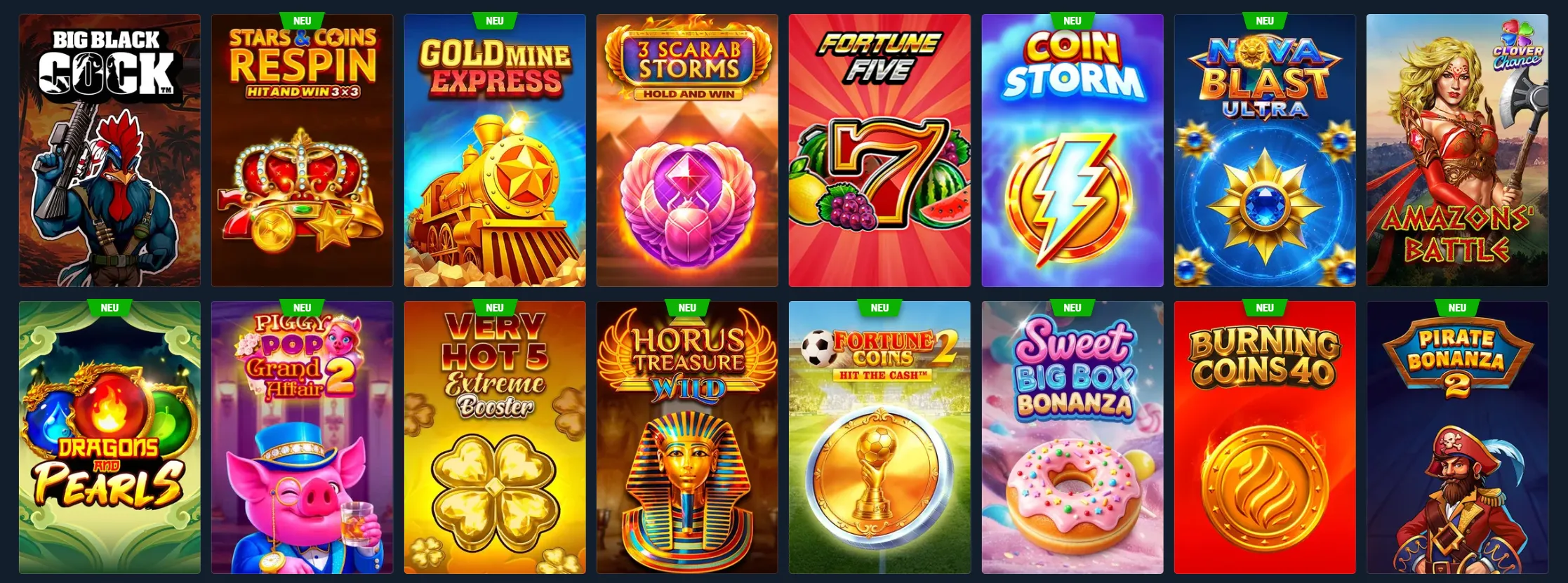 Rabona Casino Promotionsbanner und Highlight-Reihe