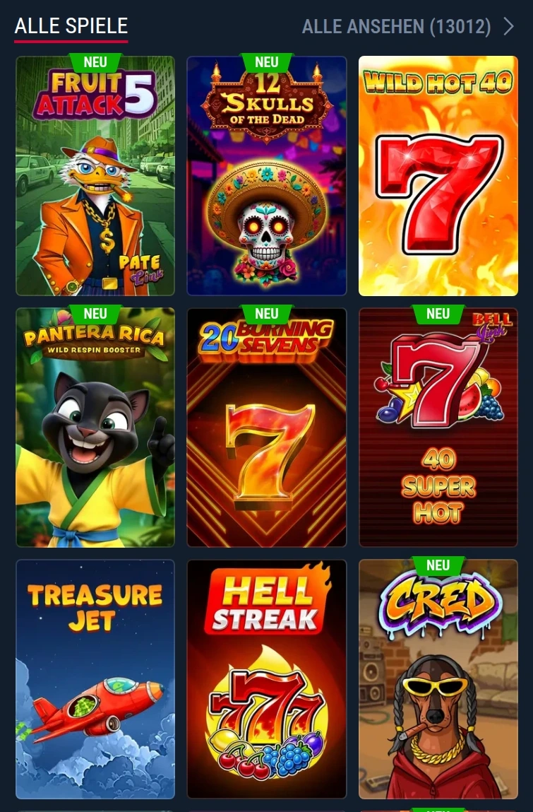 Rabona Casino mobile Lobby und Live-Spiele