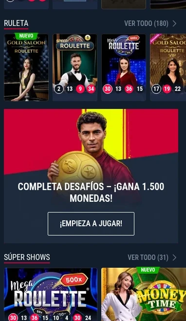 Acceso móvil al casino Rabona