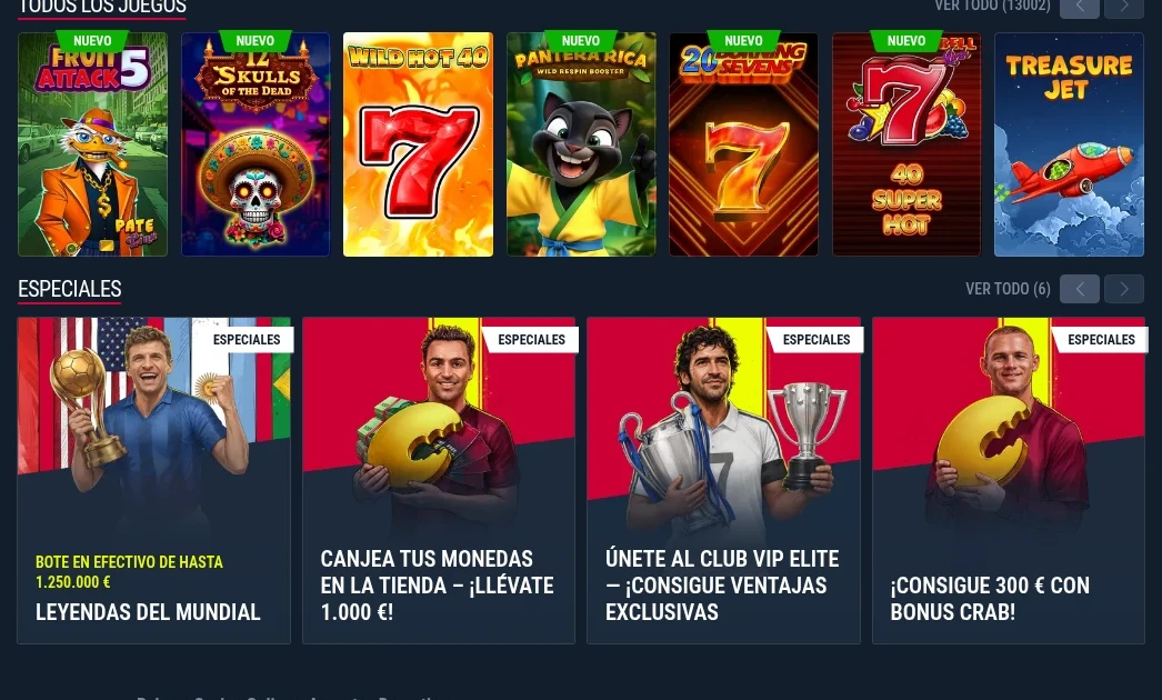 Secciones de casino y deporte de Rabona