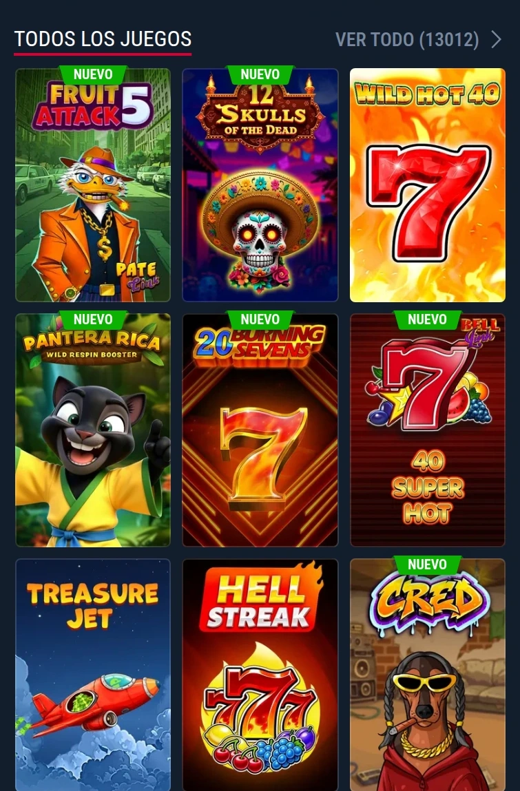 Lobby móvil Rabona Casino y juegos en directo
