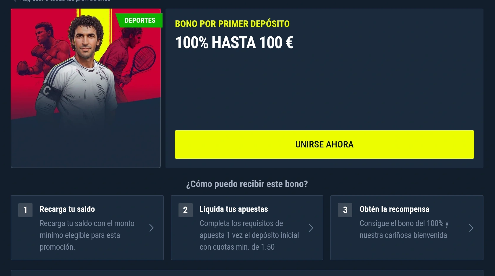 Bonos deportivos Rabona, Accumulator Boost, Cash Out y promociones de deporte