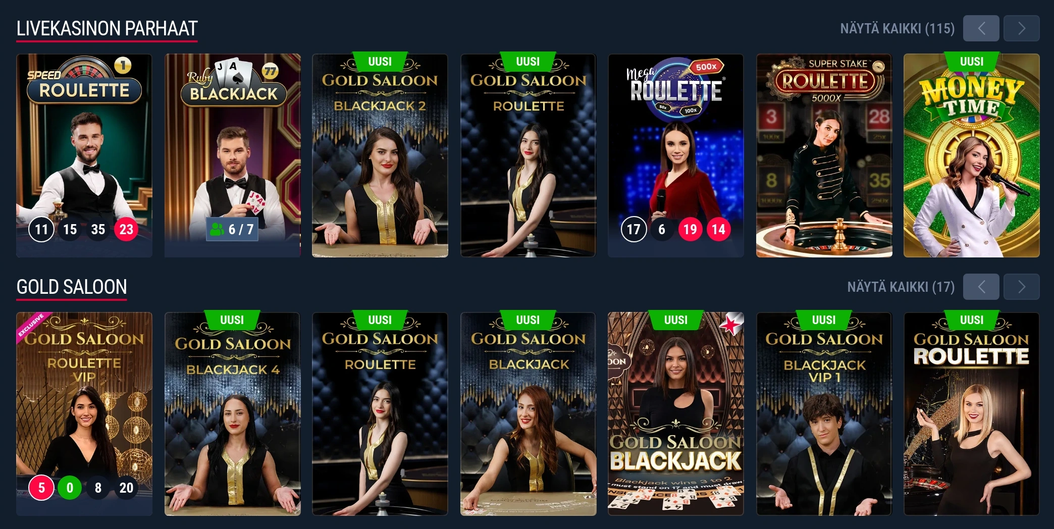 Rabona live-kasino ruletti- ja blackjack-pöydillä
