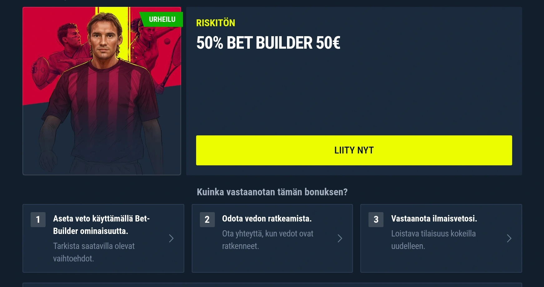 Rabona Event Builder Oberfläche mit mehreren Marktauswahlen