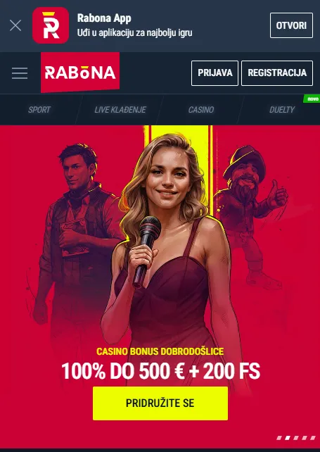 Rabona mobilna web-aplikacija na pametnom telefonu