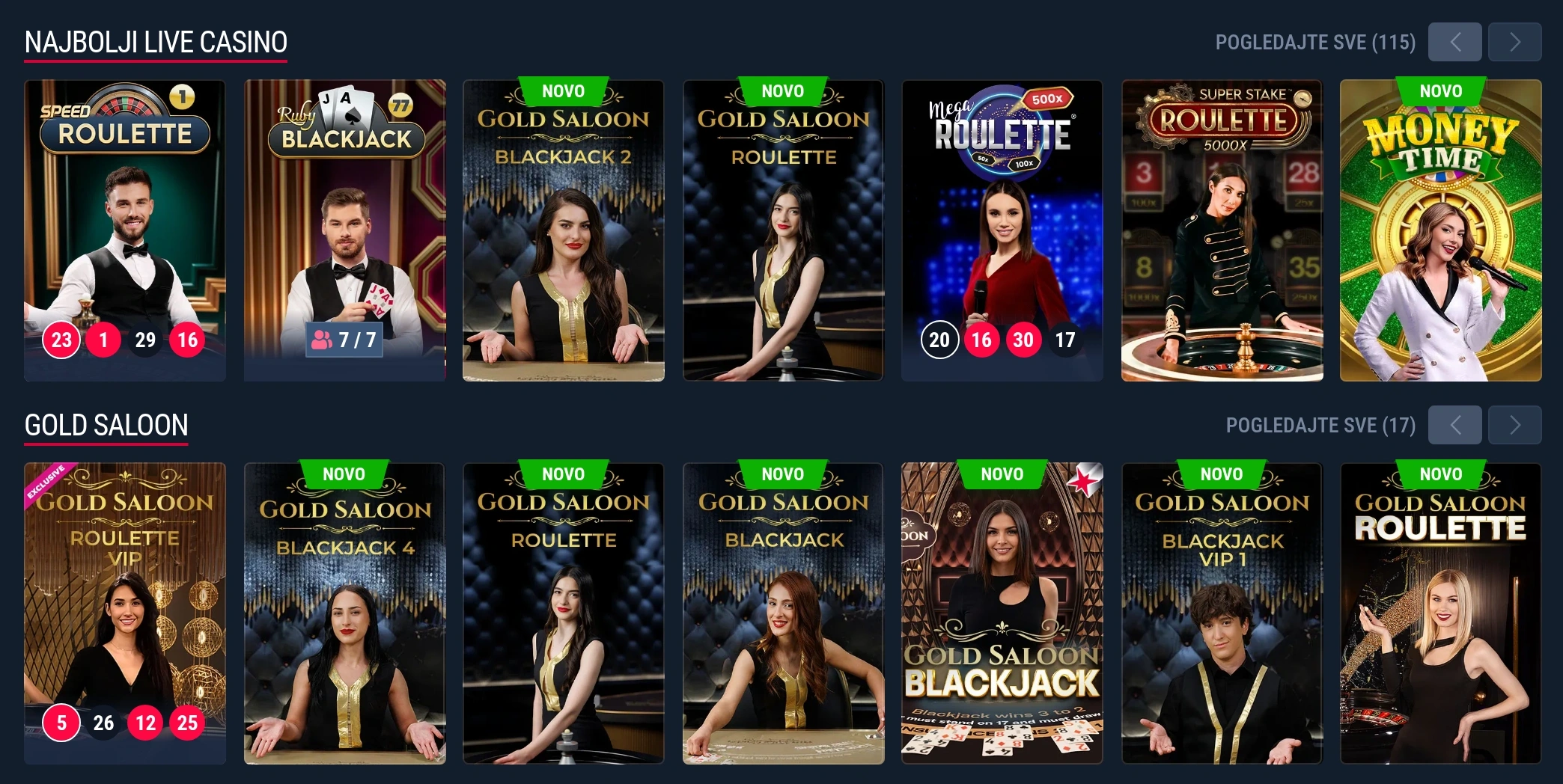 Rabona Live Casino s stolovima ruleta i blackjacka