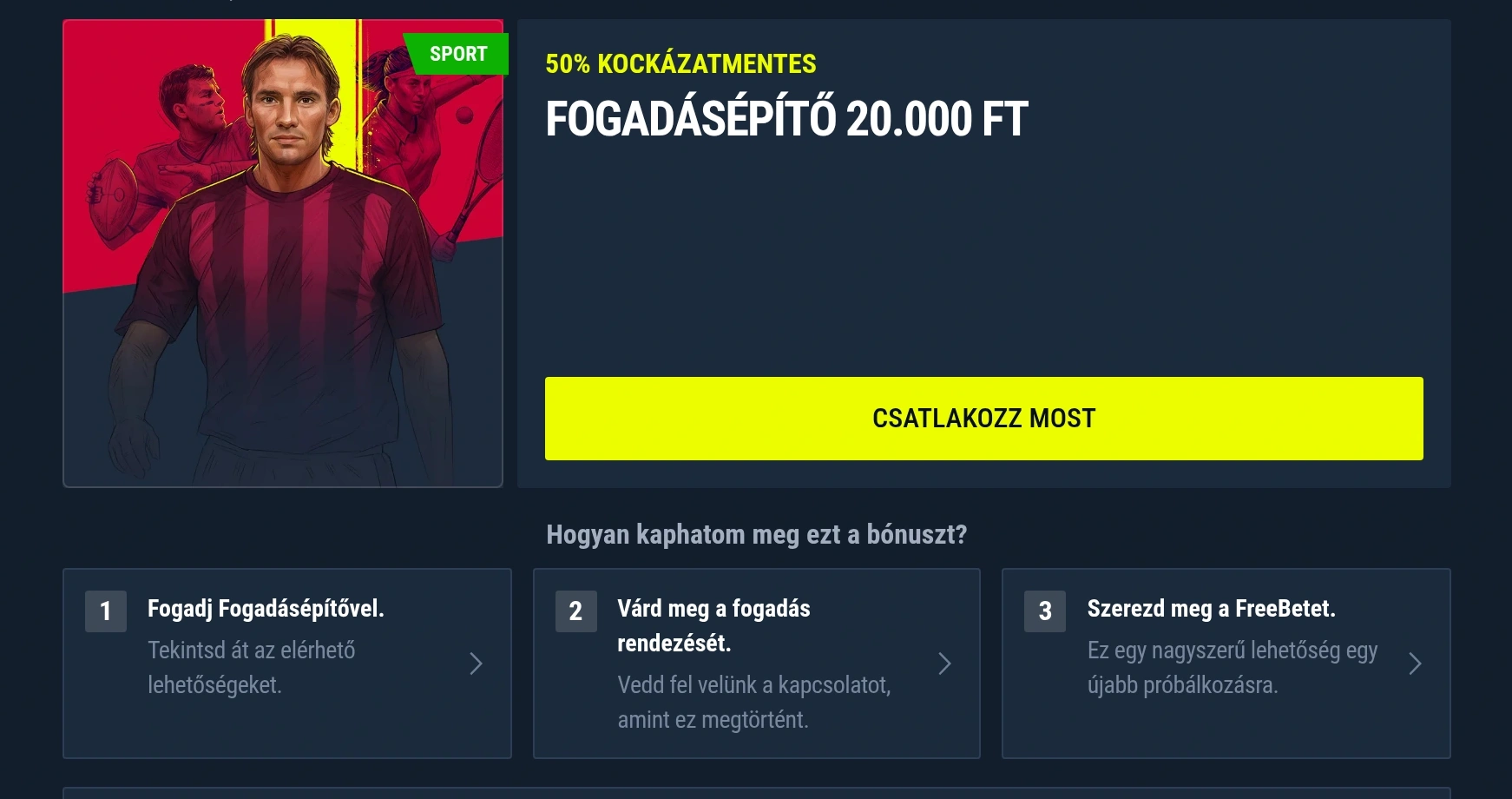 Rabona Bet Builder felület több piaci választással