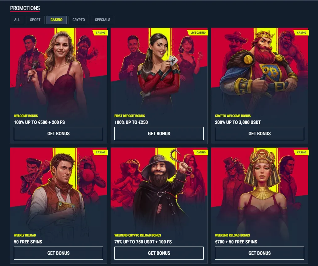 Rabona Casino bonus banners and cashback offers