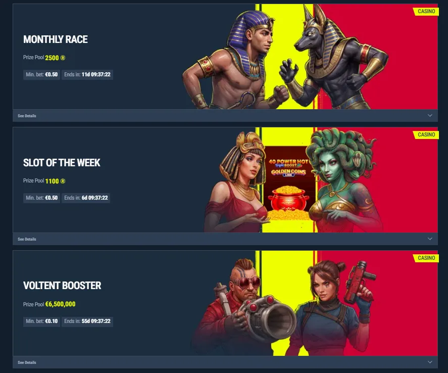 Rabona casino tournaments and prize pools