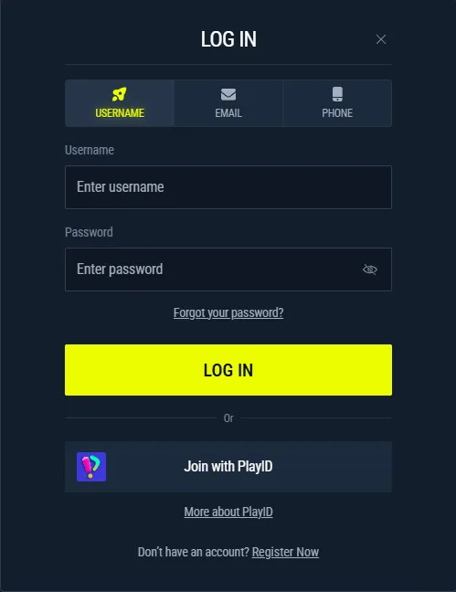 Rabona login form with email, password, Google login and forgot password