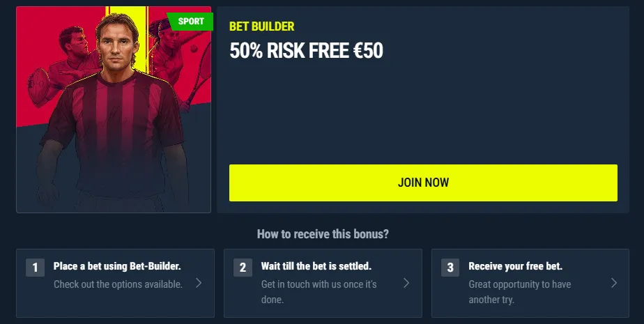 Rabona Bet Builder interface with multiple market selections