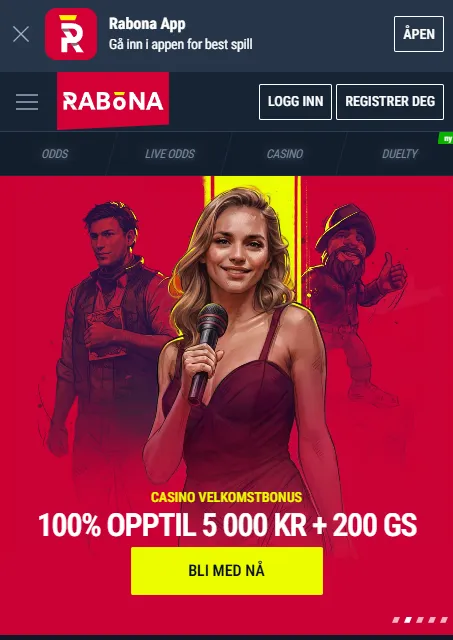 Rabona på smarttelefon: eksempel på mobilversjonen