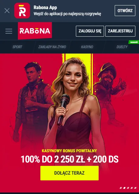 Rabona na smartfonie – przykład mobilnej wersji strony
