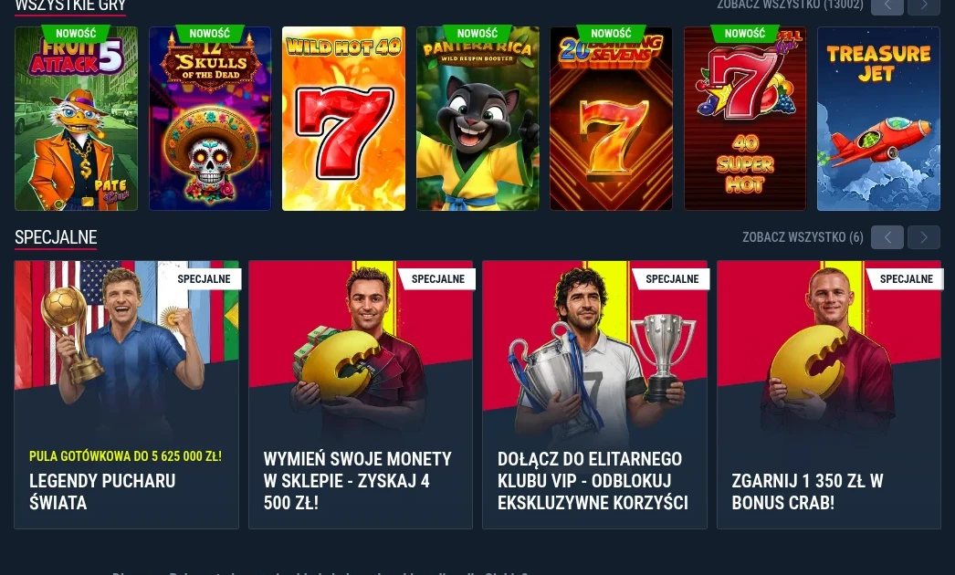 Sekcje kasyna i zakłady sportowe Rabona