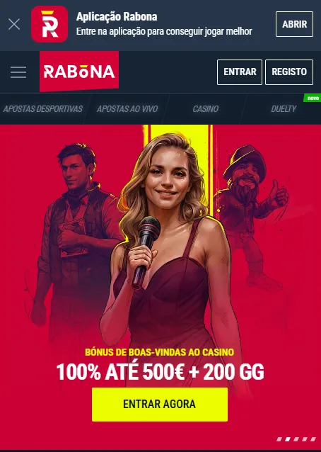Rabona num smartphone — exemplo da versão móvel