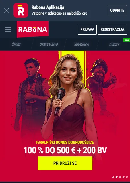 Rabona mobilna spletna aplikacija na pametnem telefonu