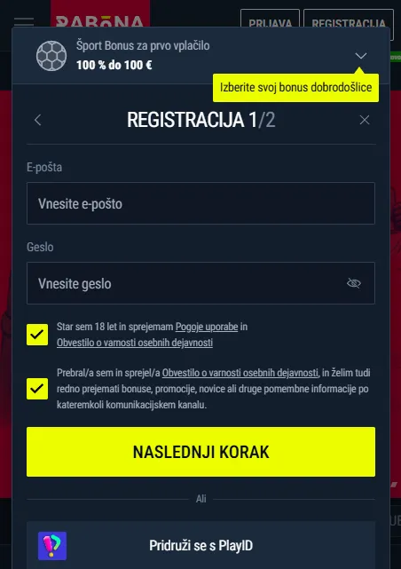 Prijava in uporaba računa Rabona na telefonu