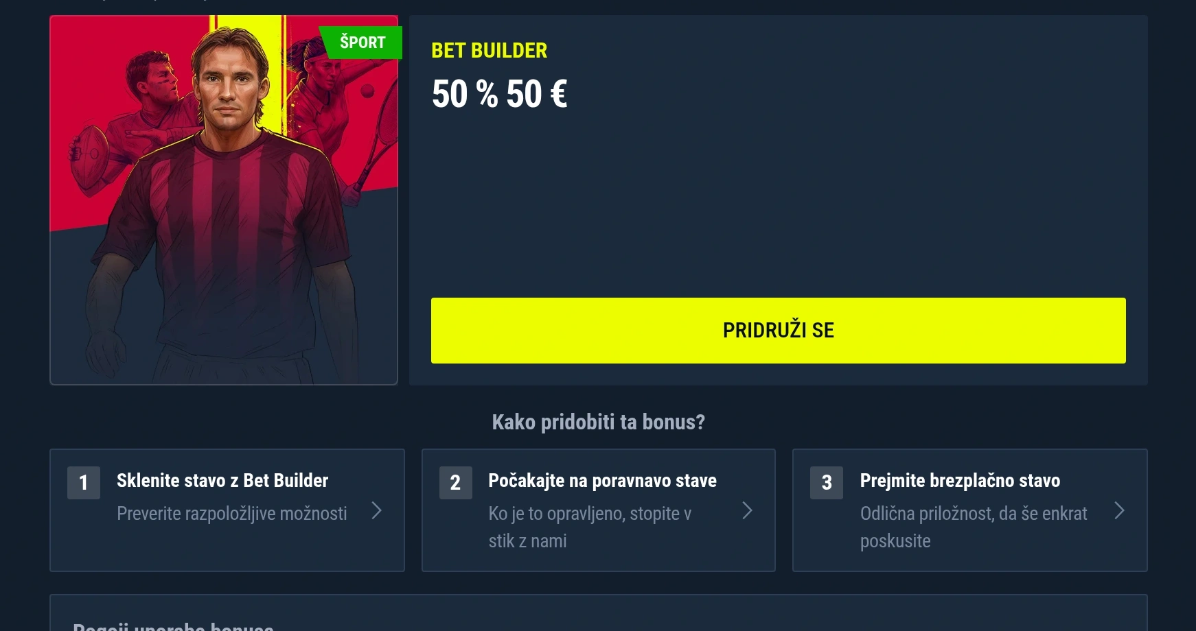 Rabona vmesnik za gradnjo stav z več izbirami trgov